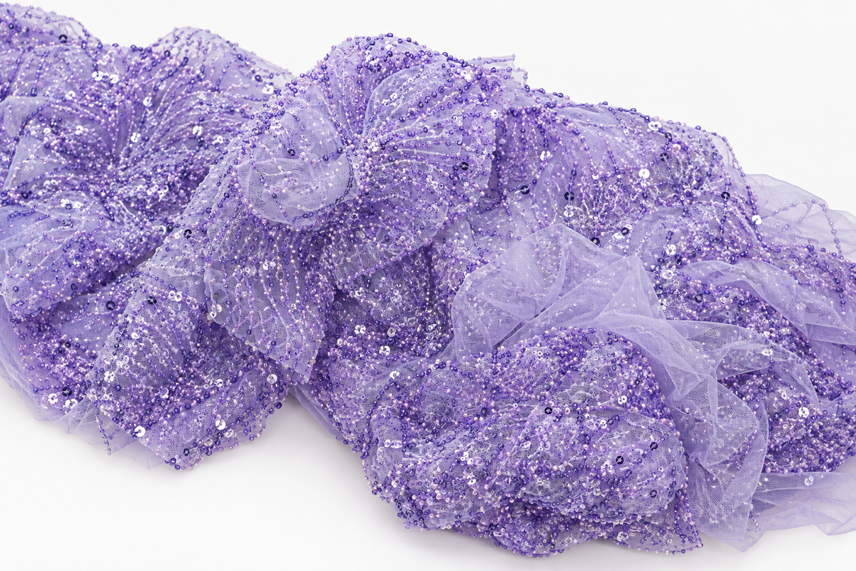 Purple Sequin Embellished Tulle