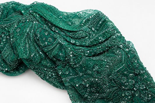 Green Sequin Embellished Tulle