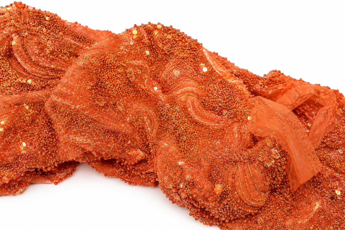 Orange Sequin Embellished